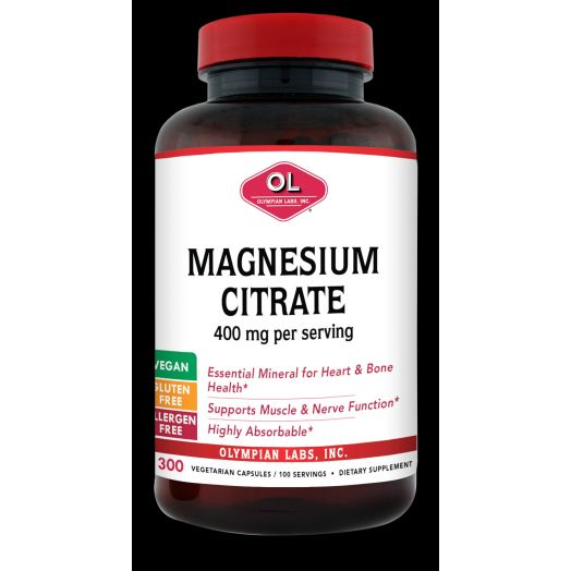 Olympian Labs Magnesium Citrate Vegetarian Capsules, 400 mg, 300 count
