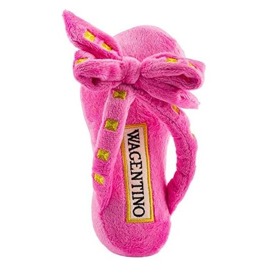 Haute Diggity Wagentino Sandal, Plush Designer Dog Toys with Interactive Squeaker, Stimulating Pet Enrichment, Machine-Washable & Safe Materials for All Breeds, One Size