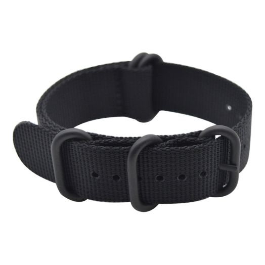 ArtStyle Watch Band with Ballistic Nylon Material Strap and High-End Black Buckle (Matte Finish Buckle) (Black, 20mm)