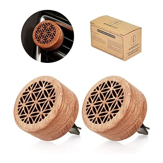 Essential Oil Car Diffuser, 2 PCS Car Aromatherapy Wood Diffuser with Vent Clip