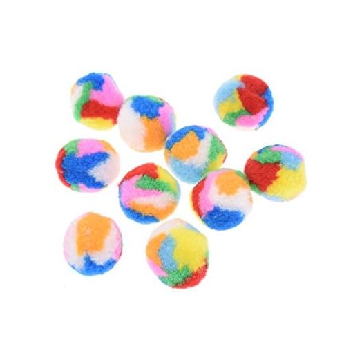 Towashine 10Pcs Small Assorted Color Kitty Yarn Puffs Cat Toys Cat Chase Balls 1.37" Diameter