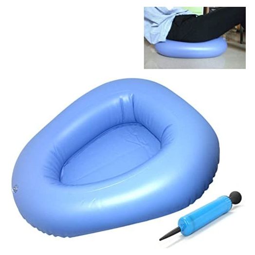 KIKIGOAL Bigger Washable Portable Air Inflation Blue Bed Pan Bedridden Elderly Inflatable Stool Bedsore Toilet