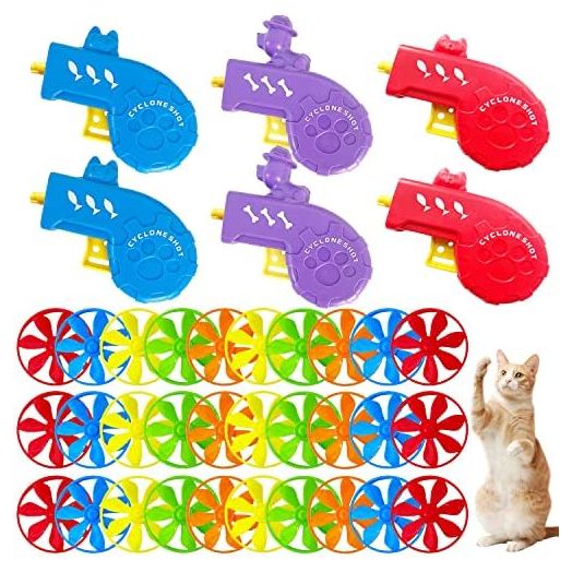 36 Pieces Cat Fetch Toy with Colorful Flying Propellers Set,Cat Interactive Toys,Cat Playing Tracking Interactive Toys for Pet Training Exercise,Hunting,Chasing,Batting