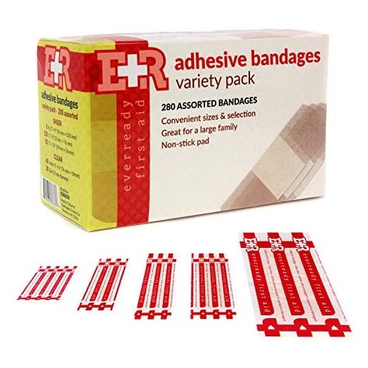 Ever Ready First Aid Quality Adhesive Bandages, Variety Pack of 280 Assorted Bandages