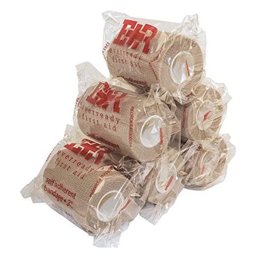 Ever Ready First Aid Self Adherent Cohesive Bandages 3" x 5 Yards - 6 Count, Tan