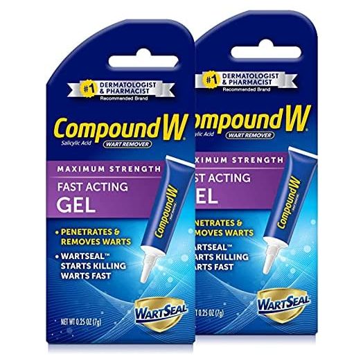 Compound W Wart Remover Fast Acting Gel, Maximum Strength Salicylic Acid, 0.25 oz, 2 Pack
