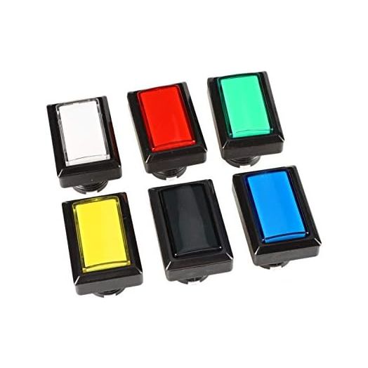 EG STARTS 6X Arcade Rectangle LED Push Buttons Switch for Arcade Machine Games Mame Jamma Parts 12V