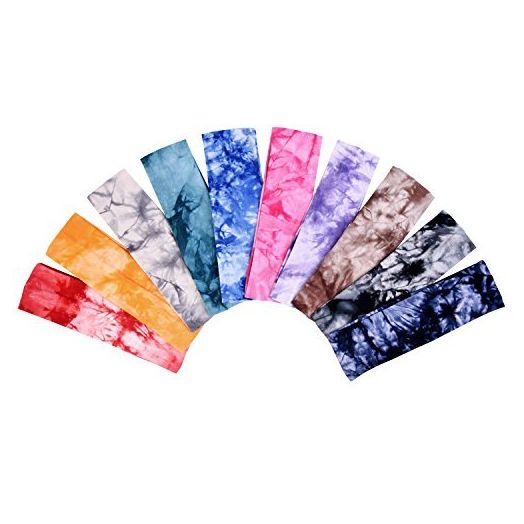 EBOOT Tie Dye Headbands Cotton Stretch Elastic Yoga Hairband, 10 Pieces