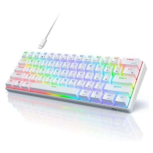 RK ROYAL KLUDGE RK61 Wired 60% Mechanical Gaming Keyboard RGB Backlit Ultra-Compact Hot-Swappable Red Switch White