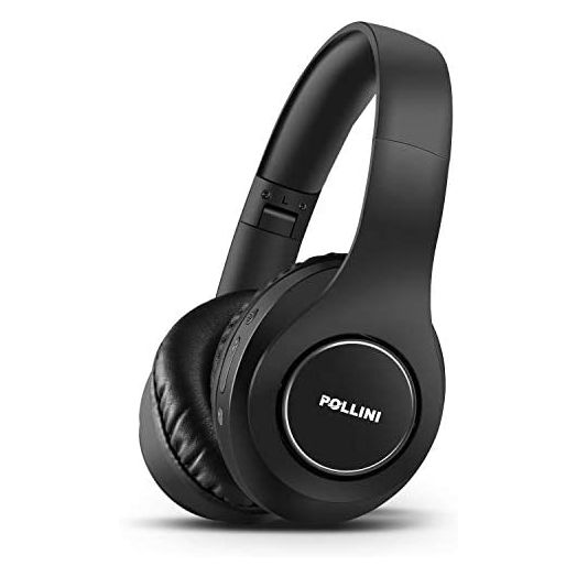 Bluetooth Headphones Wireless, pollini 40H Playtime Foldable Over Ear Headphones with Microphone, Deep Bass Stereo Headset with Soft Memory-Protein Earmuffs for iPhone/Android Cell Phone/PC (Black)