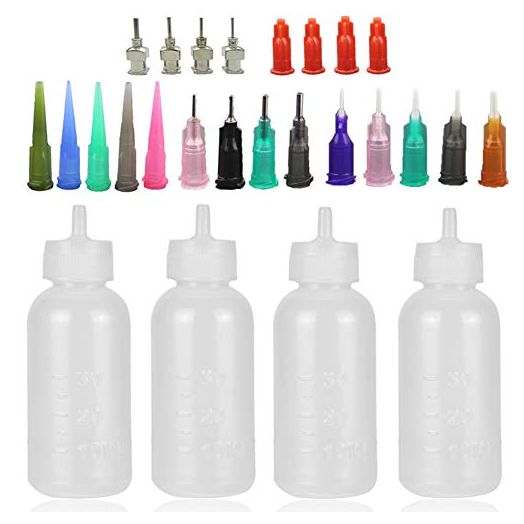 Xmasir Jagua Henna Applicator Bottles Kit for Tattoo Body Paint, 4 Pcs 1 Oz.