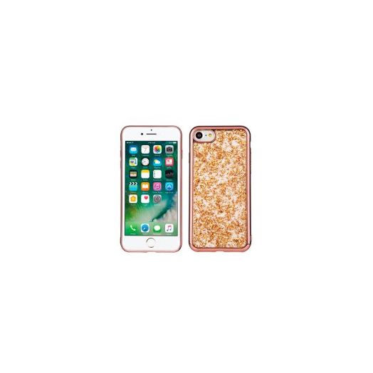 Rose Gold Chrome Edge Glitter Flakes Case For Apple iPhone 7 8 Phone