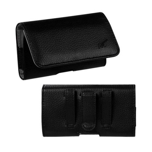 MUNDAZE Black Leather Belt Clip Pouch Carrying Case For Samsung Galaxy J7 2017 J7 Sky Pro Phone