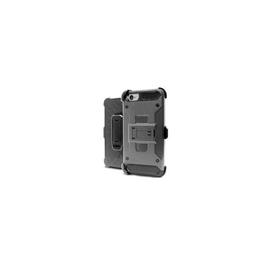 Mundaze Grey Techfix Belt Clip Kickstand Hybrid Case For Apple iPhone 6 6S Phone