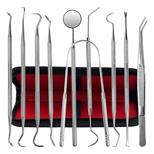 KuanStore Dental Tools, Stainless Steel Plaque Remover Teeth Cleaning Kit (10 Pack)