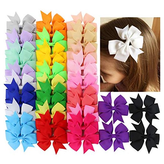 40Piece 3 Inch Boutique Grosgrain Ribbon Pinwheel Hair Bows Alligator Clips For Girls Babies Toddlers Accessories Teens Gifts In Pairs
