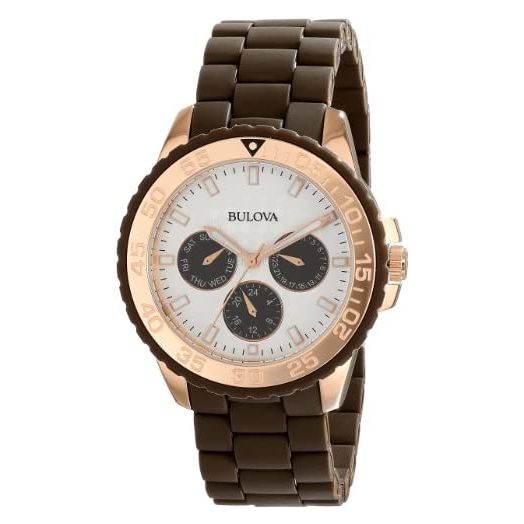 Bulova Women's 98N103 Brown Rubber Wrapped Stainless-Steel Bracelet Watch