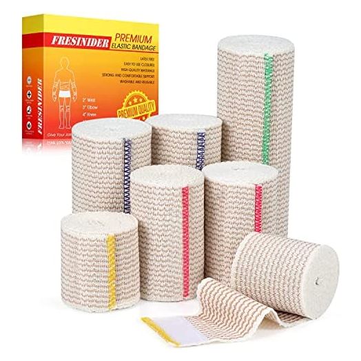 FRESINIDER Premium Elastic Bandage Wrap (7pack) Self Adhesive Cotton Latex Free Compression Bandage Wrap with Touch Closure at Both Ends, Support & First Aid for Sports, Medical, and Injury Recovery
