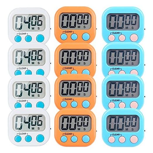 LinkDm Small Digital Kitchen Timer, Magnetic Back (12 Pack)