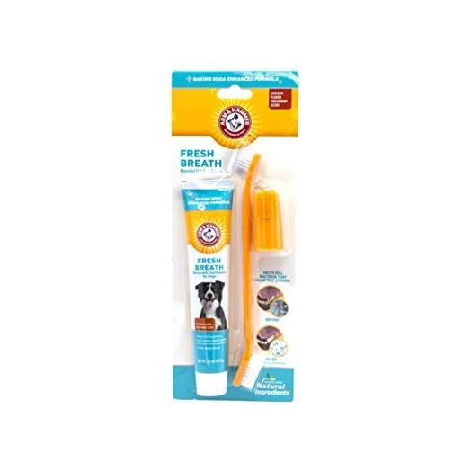 Arm and Hammer Fresh Breath Dental Kit for Pets - Pet Toothbrush and Pet Toothpaste with Baking Soda - Oral Care Dental Kit for Cat and Dog Teeth Cleaning - Toothbrushing Kit for Pets