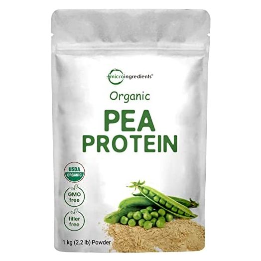 MICROINGREDIENTS Organic Pea Protein Powder, 1KG (2.2 Pounds), Plant-Based Vegan