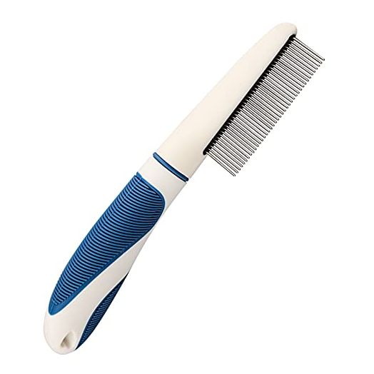 Stainless Steel Teeth Cat and Dog Pet Grooming Comb, Safe & Gentle Removes Loose Undercoat and Tangled Hair, Metal Comb for Long and Short Haired Cats and Dogs, Professional Grooming Tool