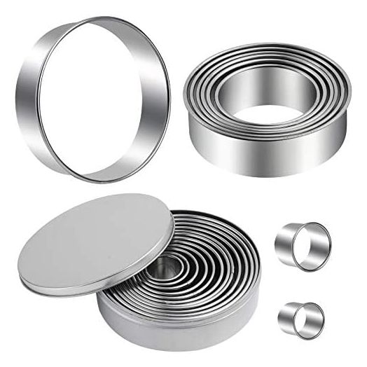 Round Cookie Cutters Set 12 Pieces Bistcuit Cookie Cutters Circle Pastry Cutters Round Donut Ring Molds