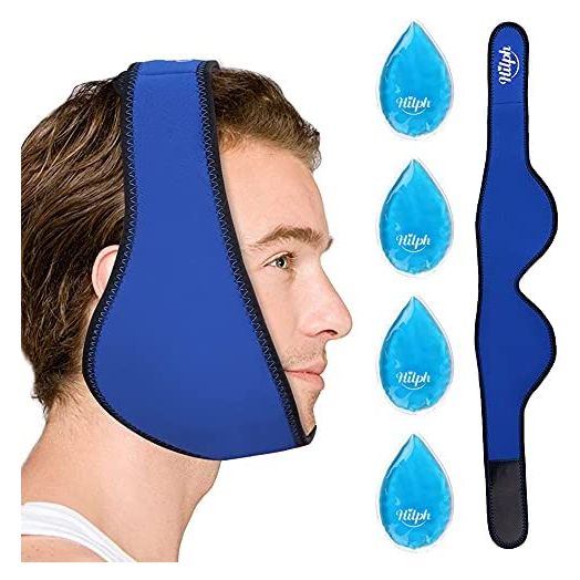 Hilph® Jaw Ice Pack Wisdom Teeth Ice Pack for Face & Oral Pain Relief, 4 Gel Cold Pack Jaw Ice Wrap Face Ice Pack Cold Therapy for TMJ & Chin Pain, Cosmetic Surgery, Dental Implant Surgery