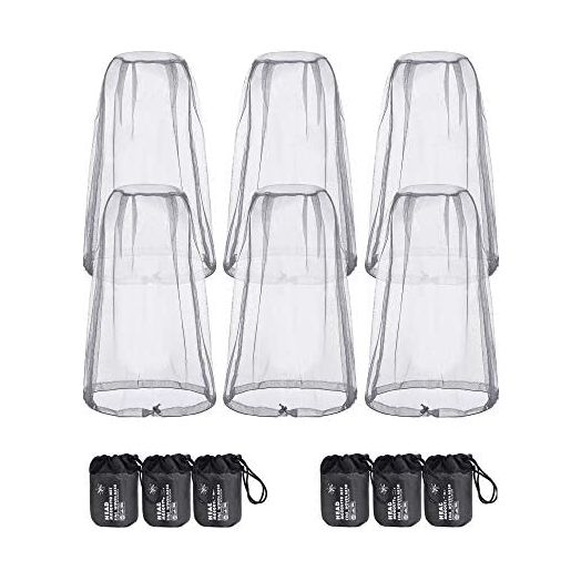 HESTYA Mosquito Head Net Bug Head Net Insects Mesh Head Net for Outdoor Face Neck Head Protecting (6 Pack)