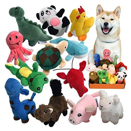 LEGEND SANDY Squeaky Plush Dog Toy Pack for Puppy, Small Stuffed Puppy Chew Toys 12 Dog Toys Bulk with Squeakers, Cute Soft Pet Toy for Small Medium Size Dogs