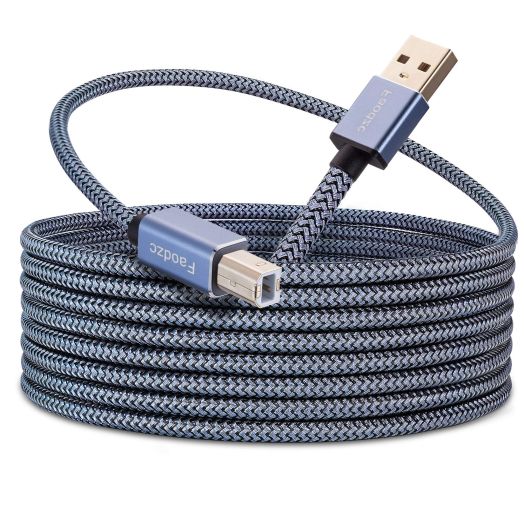 Printer Cable 25 ft, Long USB Printer Cord 2.0 Type A Male to B Male Printer Scanner Cord High Speed Compatible with HP, Canon, Dell, Epson, Lexmar, Xerox, Samsung and More 8m