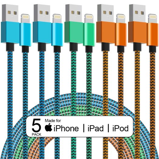 [Apple MFi Certified] 5Pack - 6.1 FT iPhone Charger Nylon Woven Fast Charging Lightning Cable Compatible iPhone 14 13 12 Mini 11 Pro MAX XR XS 8 7 Plus 6S SE