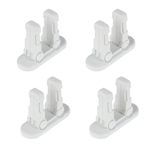 Flowden Improved Childproof Door Lever Lock(4 Pack)Prevents Toddlers from Opening Doors. Durable ABS with Adhesive Backing. Simple Install, No Tools Needed