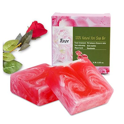 2 PCS Yoni Soap Bars for Women, 100% Handmade Natural Yoni Bar PH Balanced and V Cleansing Bar Soap for Women, All Natural Soap Bar with Bubble Foam Net, Yoni Wash Away Odor 3.53oz/100g (pink)