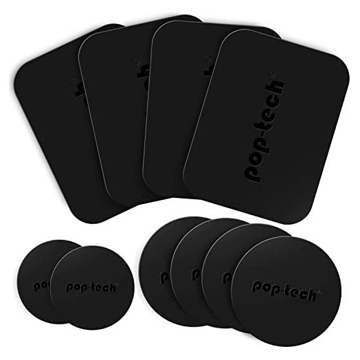 Metal Plate for Phone Magnet, 10 Pack Replacement Magnet Disc Magic Mount Plate with Adhesive Backing for Magnetic Car Holder Cradle Stand (Dashboard/Vent/CD Slot/Windshield)- Rectangle & Round Black