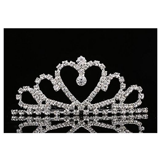 Lovelyshop Mini Heart Rhinestone Tiara for Wedding Bride Prom Birthday Pegeant Prinecess Party (1 Pack)