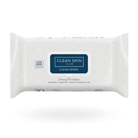 Clean Skin Club XL Premium Face Wipes, 40% Larger Than Normal Wipes, Extra Moist Makeup Removing Towelettes, 30 Count, Facial Cleansing Cloth, Fragrance Free, No Alcohol or Chemicals, GMO & Paraben Free, From the creators of the Clean Towels