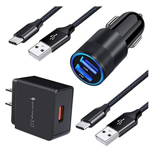 Car Charger Adapter+Quick Charge 3.0 Wall Charger Block Plug+6ft USB Type C Fast Charging Cable for Samsung Galaxy S22 S21 Ultra/Plus 5G S20 FE/Ultra S10 Note 20/10 Z Fold3/Flip3 A03S A13 A32 A52 A20
