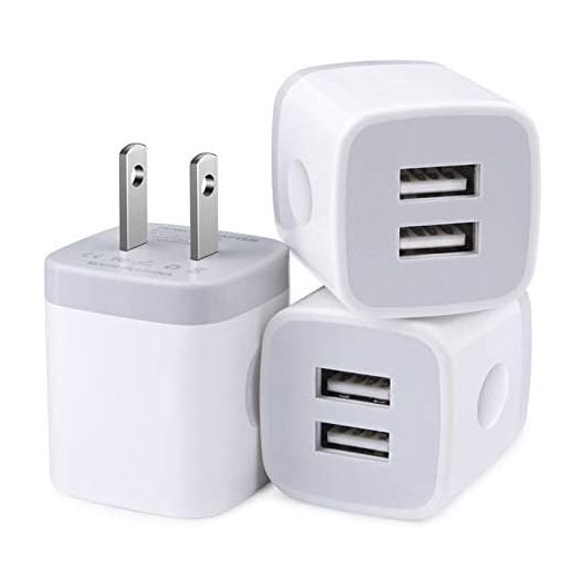 USB Wall Charger, Charger Block, Double USB Fast Charging Cube Block Charger Box, 2.4A Phone Charger Power Adapter 3 Pack for iPhone 13 12 11 Pro Max XS XR X SE 8 7 6S Samsung Galaxy S22 A13 Note 20