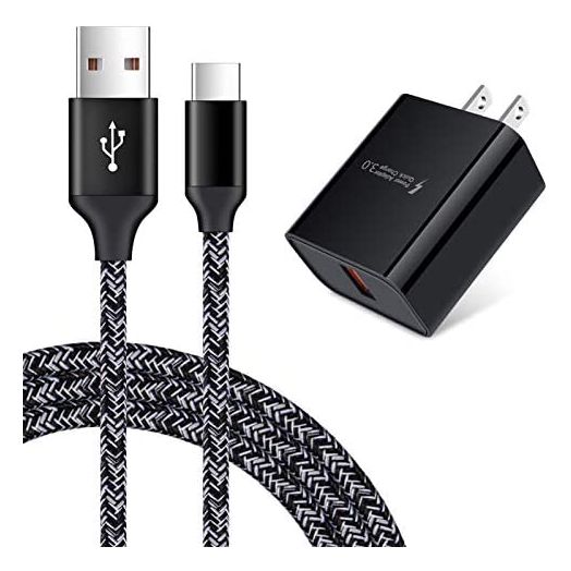 Quick Charge 3.0 Fast Charging USB Wall Charger Plug with 6ft Type C Cable for Samsung Galaxy S22 Plus S21 Ultra/S21+ S20 FE Note 20 Ultra A53 A13 A03S A21 A51 A12 A20 A10E A50 A71 A32 A52 S10 S9 S8