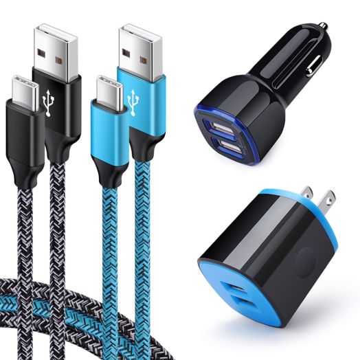 USB C Charger Set for Samsung Galaxy A15 A14 5G S24 A01 A71 A51 A11 A10e S23 S22 S21 S20 S10 A54 A13 A20 A21 A50 A9, USB Wall Charging Block Cube, Car Charger Adapter 6ft Type C Fast Charging Cable