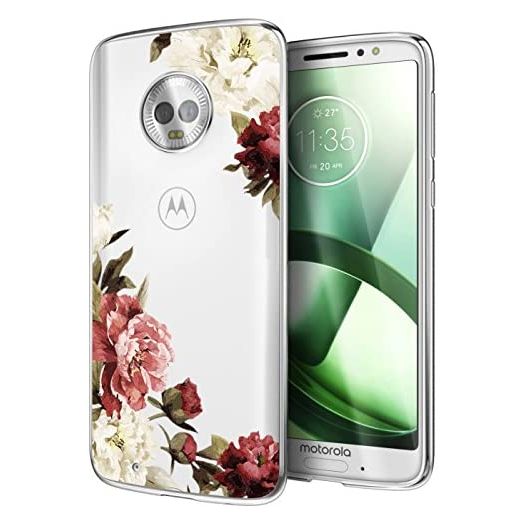Moto G6 Case, Moto G (6th Generation) Case with Flowers, Ueokeird Slim Shockproof Clear Floral Pattern Soft Flexible TPU Back Phone Cove for Motorola Moto G6 5.7 Inch (Blossom Flower)