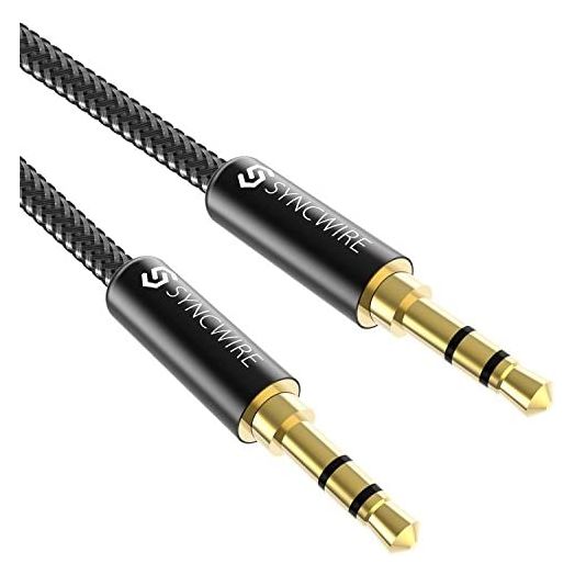 Syncwire 3.5mm Nylon Braided Aux Cable (3.3ft/1m,Hi-Fi Sound), Audio Auxiliary Input Adapter Male to Male AUX Cord for Headphones, Car, Home Stereos, Speaker, iPhone, iPad, iPod, Echo & More – Black
