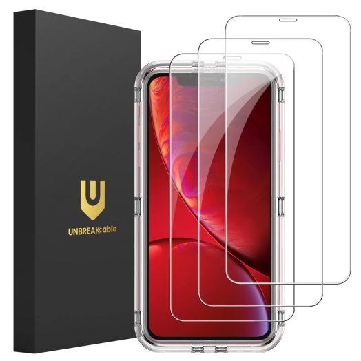 UNBREAKcable 3-Pack Screen Protector for iPhone 11/iPhone XR, Double Shatterproof Tempered Glass [Easy Installation Frame] [9H Hardness] [99.99% HD Clear] [Case Friendly] for iPhone 11/iPhone XR 6.1"