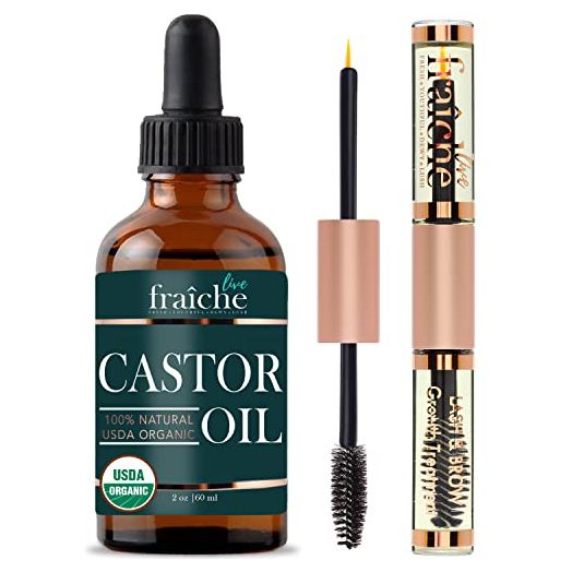 Live Fraiche Castor Oil 2oz + Filled Mascara Tube, Organic Cold Pressed