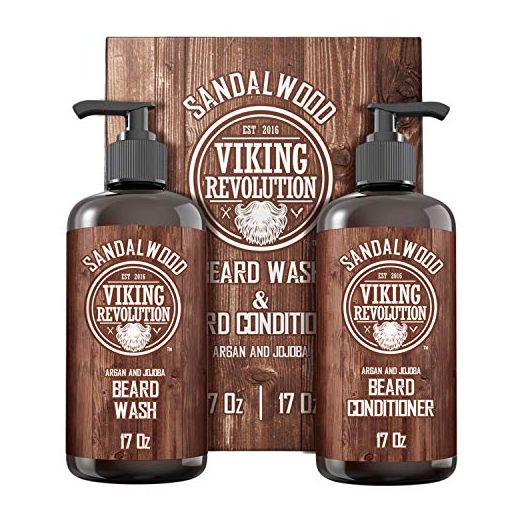Viking Revolution Beard Wash & Beard Conditioner Set w/Argan & Jojoba Oils, Softens & Strengthens