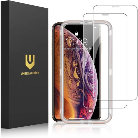 UNBREAKcable Shatterproof Screen Protector for iPhone 11 Pro/iPhone XS/ iPhone X 5.8"[2-Pack] [Double Defense Tempered Glass][99.99% HD Clear] [Easy Installation Frame] [9H Hardness] [Full Coverage] [Bubble Free] [ Anti-Fingerprint]
