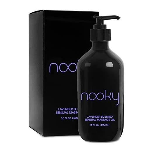 Nooky Lavender Massage Oil. with Essential and Jojoba Oils for Therapeutic Massaging 16 Ounce.