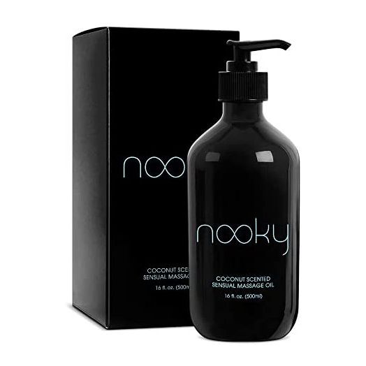 Nooky Massage Oil with Fractionated Coconut Oil for Massaging 16 Ounce (Coconut)