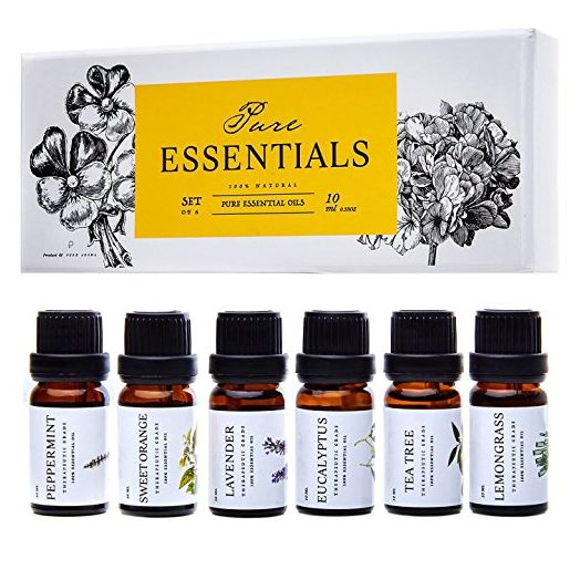 Essential Oils by Pure Essentials 100% Pure Oils kit- Top 6 Aromatherapy Oils Gift Set-6 Pack, 10ML(Eucalyptus, Lavender, Lemon Grass, Orange, Peppermint, Tea Tree)